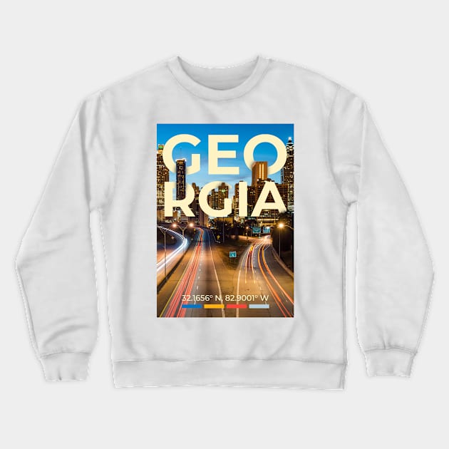 Georgia Travel Poster Crewneck Sweatshirt by mardavemardave